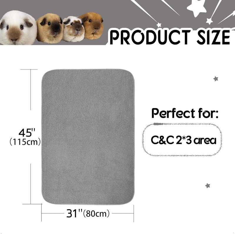 GINIDEAR Guinea Pig Cage Liner, 2 Pack - Washable, Reusable, Leakproof Fleece Bedding Pads for Small Animals with Anti-Slip Bottom - for C&C 2X3 Area, Gray - Image 3